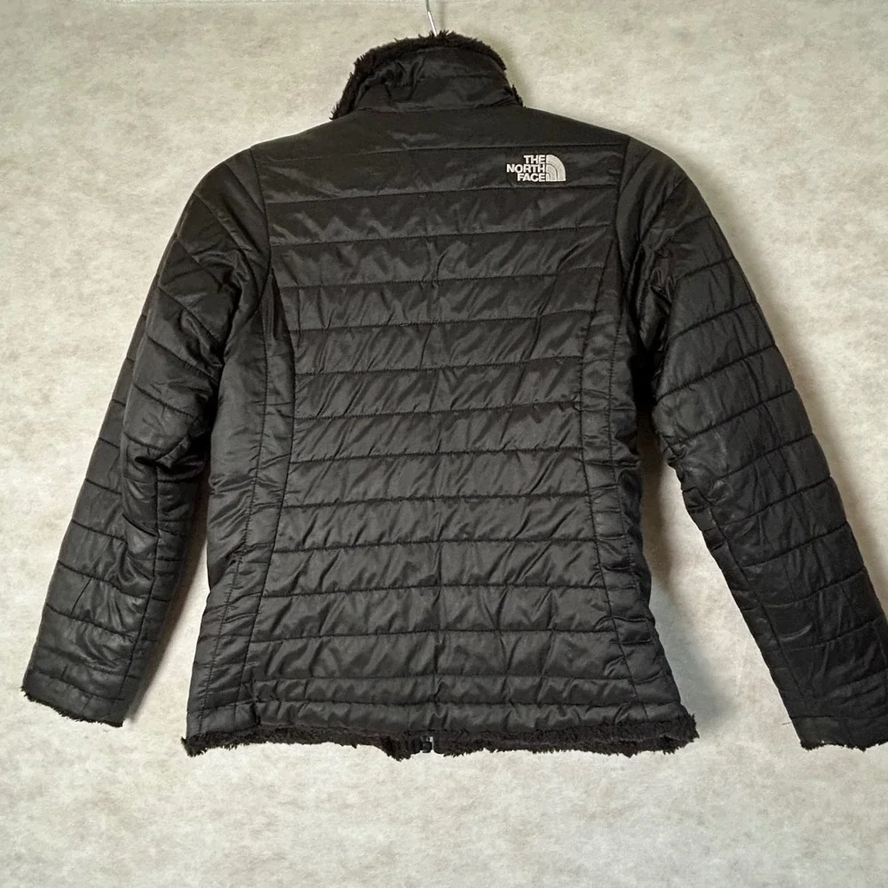 The North Face Girls Black‎ Mossbud Swirl Reversible Jacket Size M 10/12 Fleece